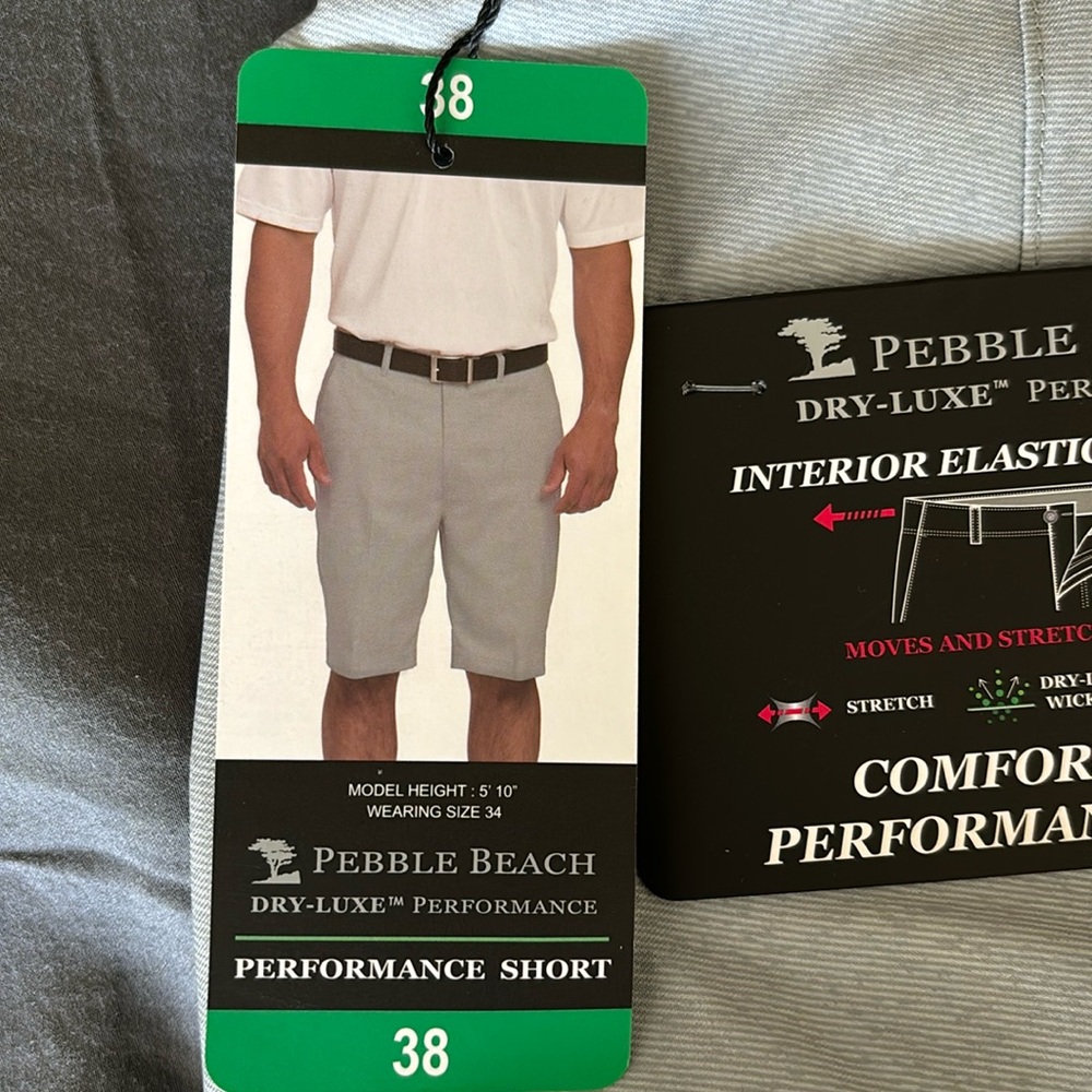 Pepple Beach Men's Dry-Luxe Performance Golf Shorts, Size 38, Gray - Picture 5 of 7